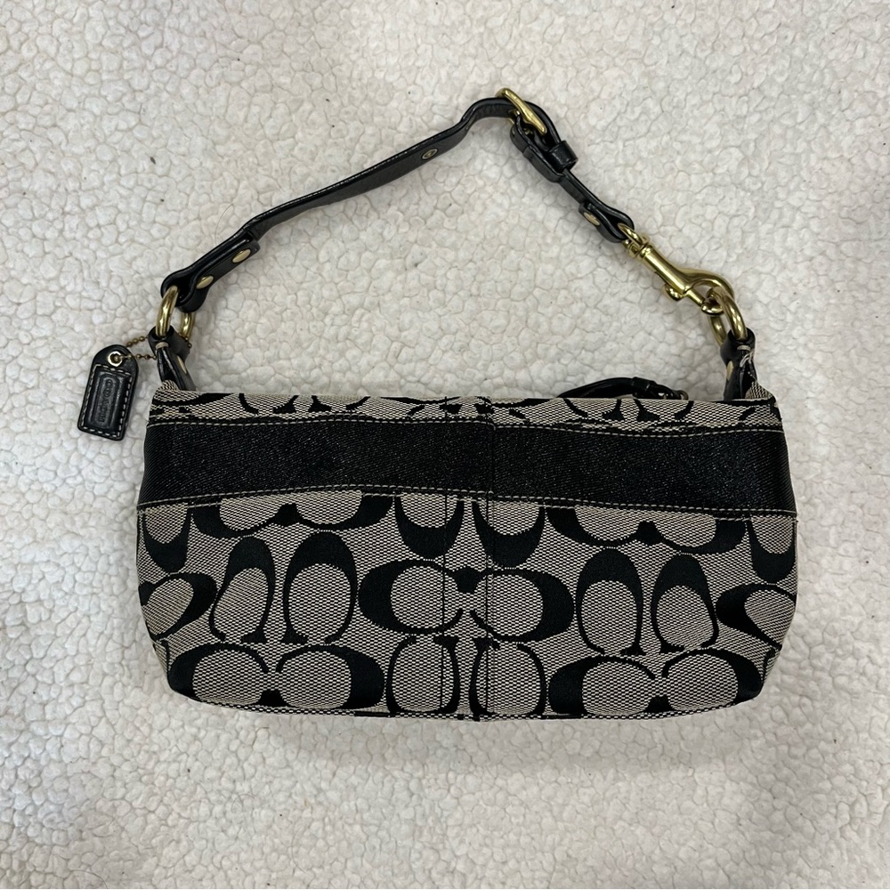 Vntg COACH Signature Canvas Black/Grey Fabric Y2K Demi Mini Bag  No L0767-41206